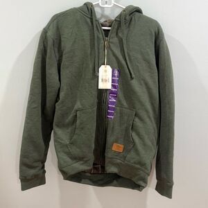 Cloudveil Mountainworks olive green flannel lined hooded sweater jacket M NWT